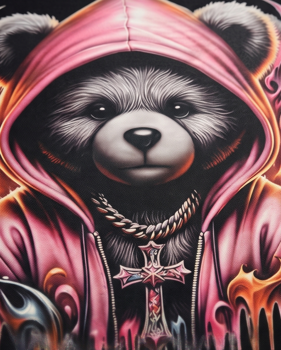 “Faith Over Fear Bear Hoodie – Vibrant Graphic Design”