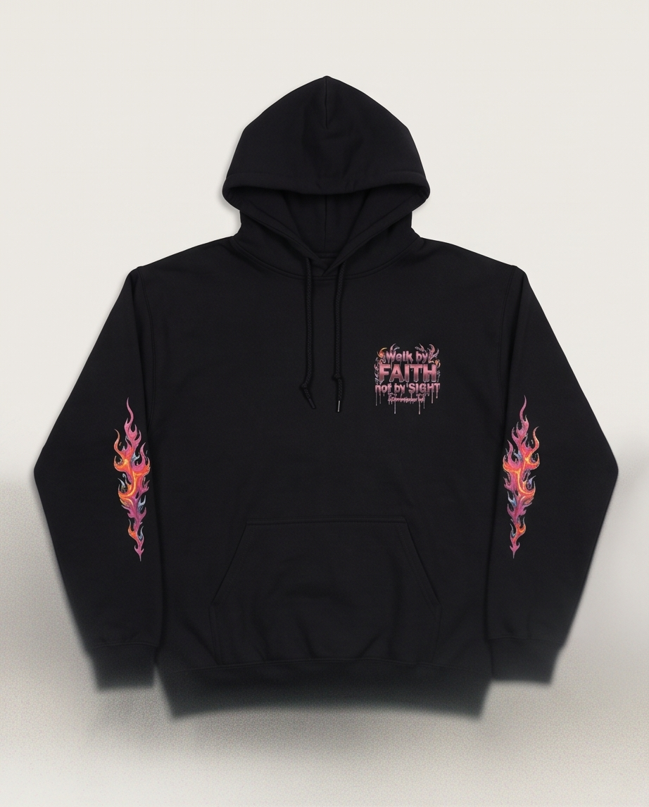 “Faith Over Fear Bear Hoodie – Vibrant Graphic Design”