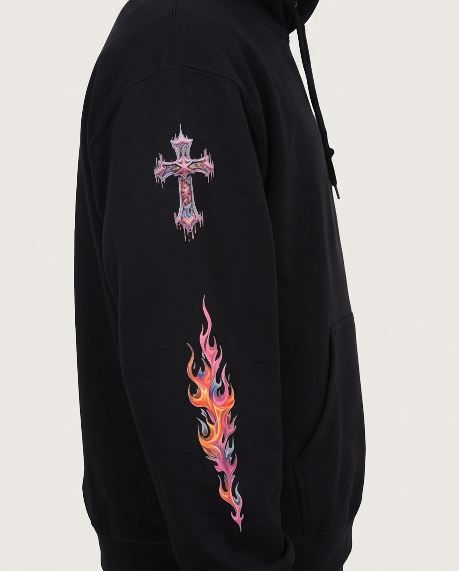 “Faith Over Fear Bear Hoodie – Vibrant Graphic Design”